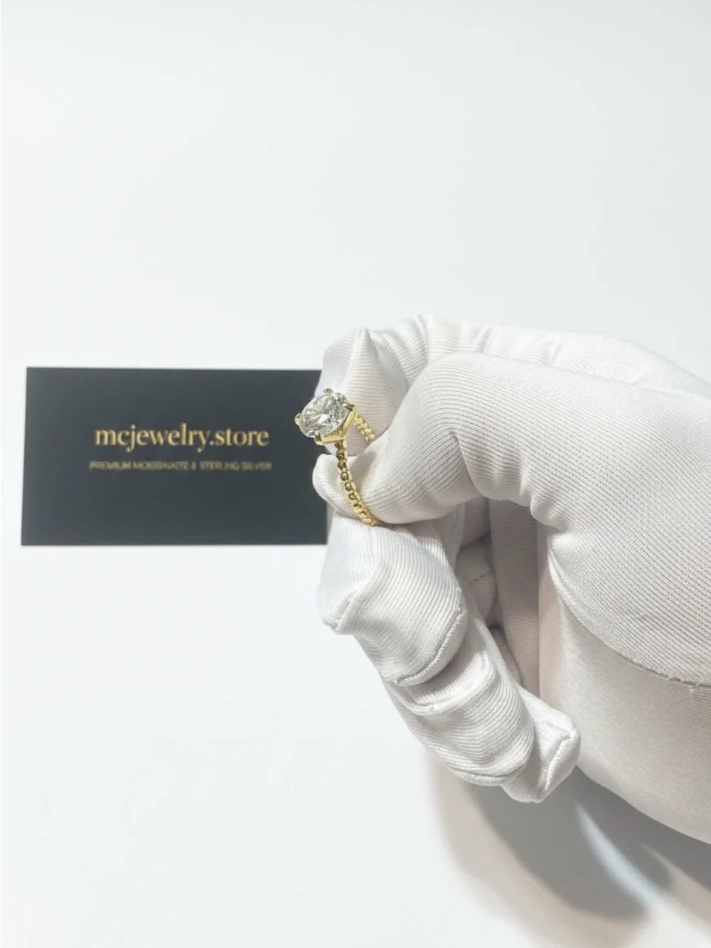 Gold-Tone Twisted Band Ring with Moissanite Center Stone